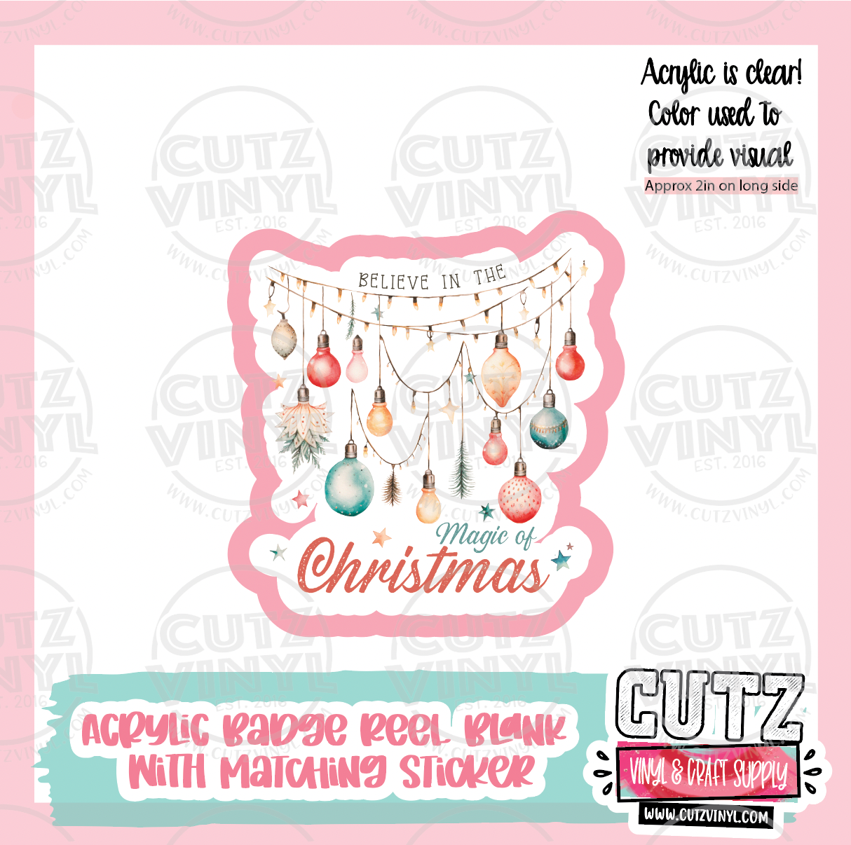 Christmas Magic - Acrylic Badge Reel Blank and Matching Sticker