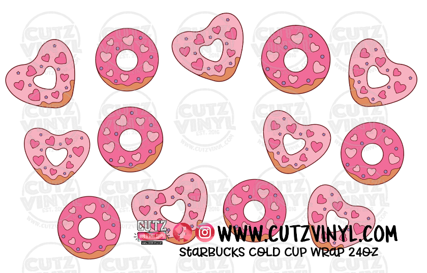 Lots of Hearts for a 24oz Starbucks Cold Cup Vinyl Sticker Wrap