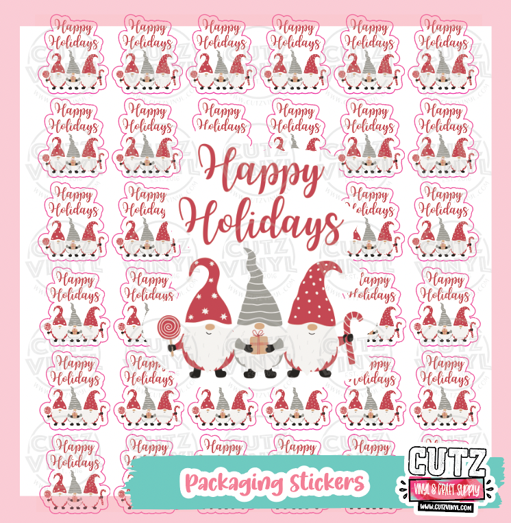 Happy Holidays Gnomes Packaging Sticker Pack – Cutz Vinyl and