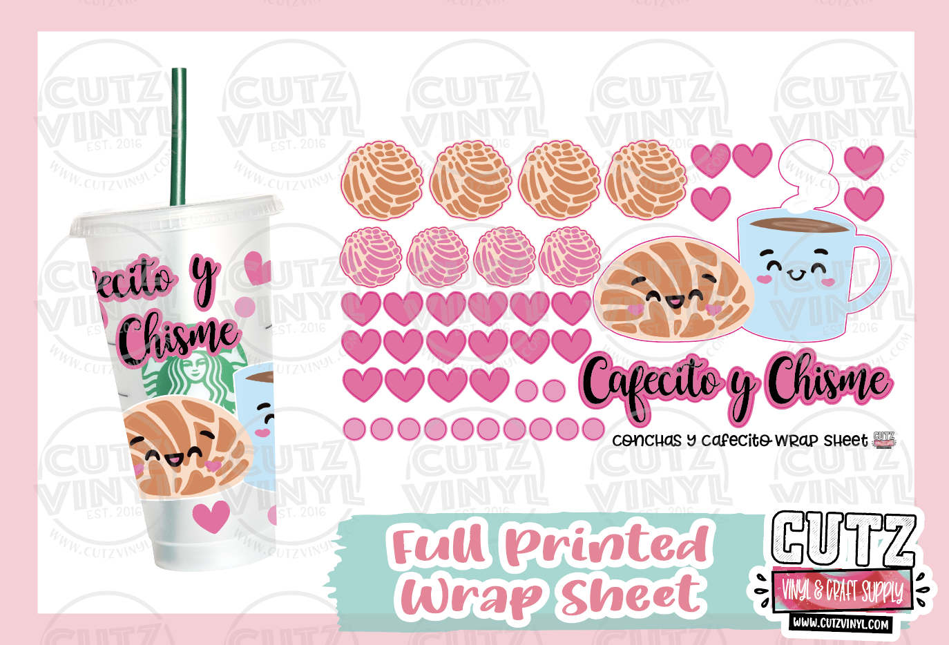 Concha Cup Cafecito Y Chisme Cup Cold Cup Rose Gold 