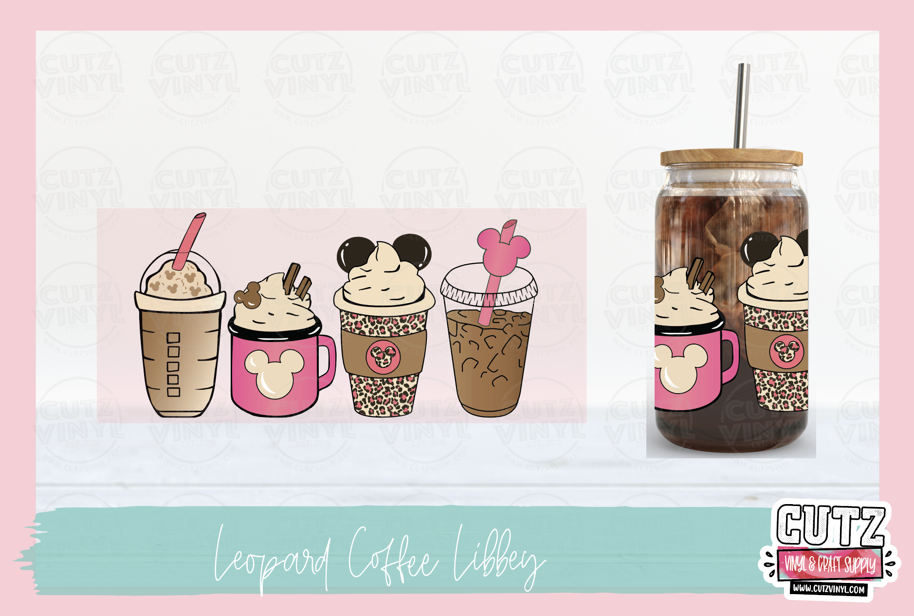 Leopard coffee cup stickers