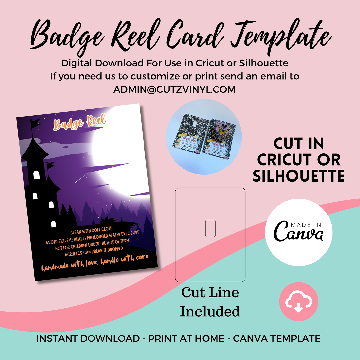 Badge Reel Card Template - Haunted House (DIGITAL DOWNLOAD)