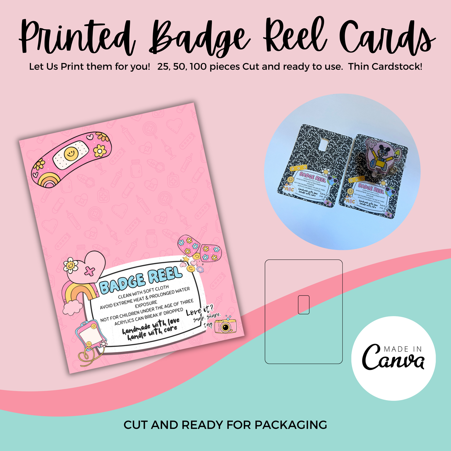 Printed Badge Reel Cards - Nurse