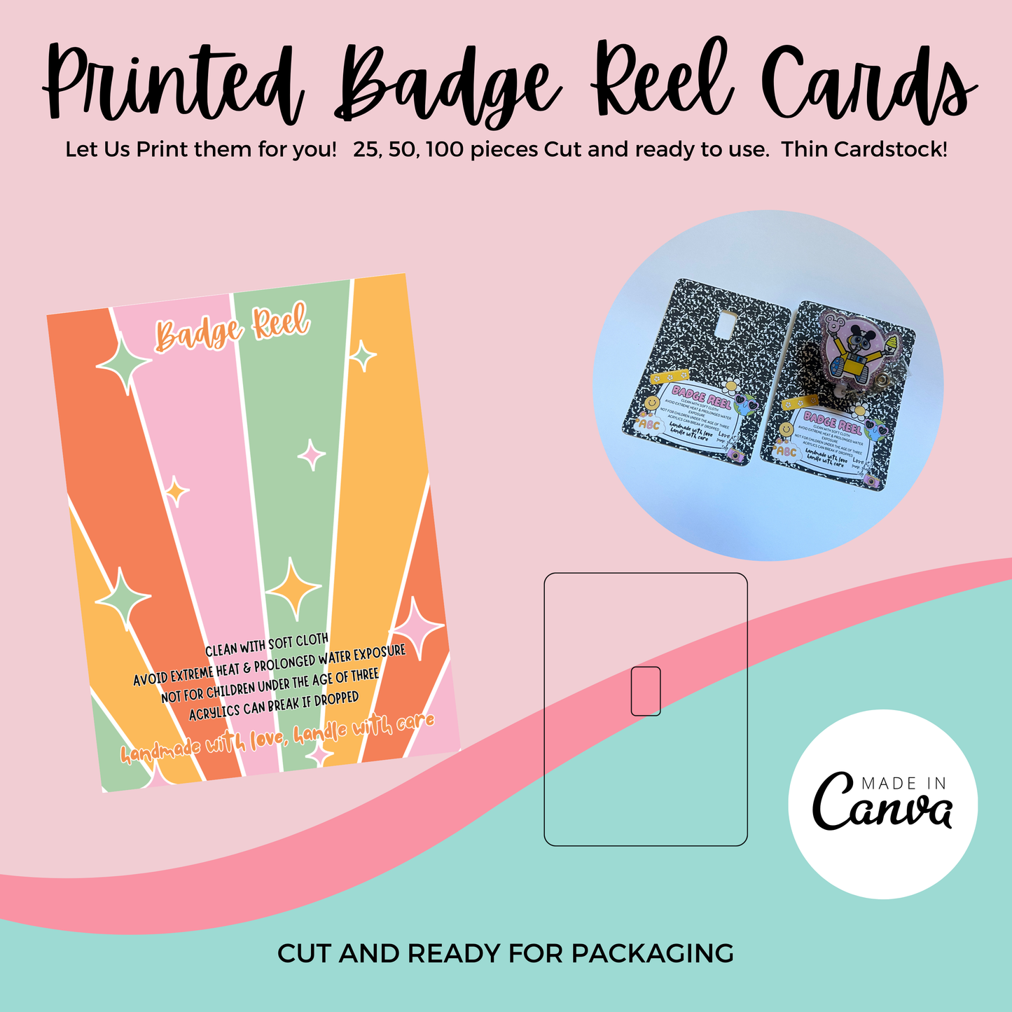 Printed Badge Reel Cards - Totally Stars