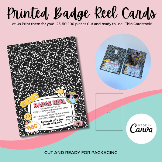 Printed Badge Reel Cards - Composition Book