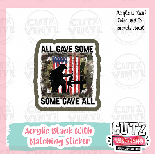 Some Gave All - Acrylic Badge Reel Blank and Matching Sticker