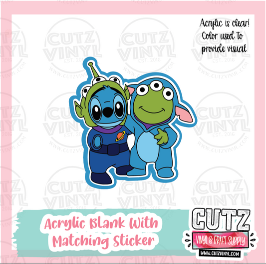 RTS Cute Aliens - Acrylic Badge Reel Blank and Matching Sticker