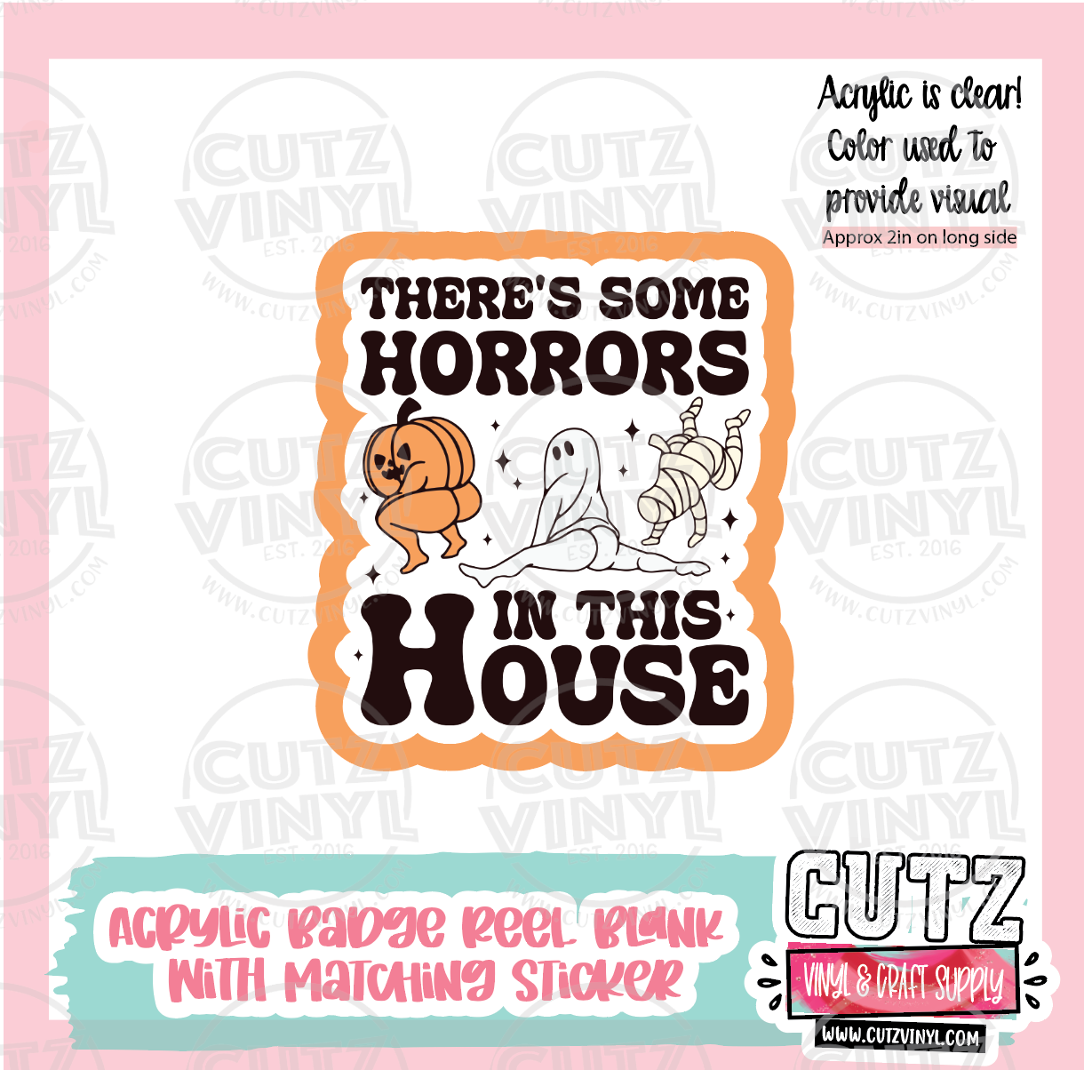 Halloween Horror House - Acrylic Badge Reel Blank and Matching Sticker