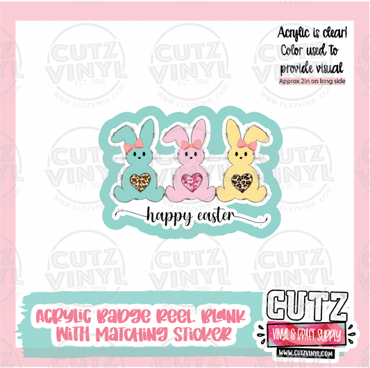 Easter Bunnies - Acrylic Badge Reel Blank and Matching Sticker