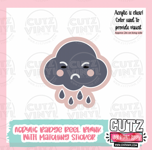 Dark Cloud - Acrylic Badge Reel Blank and Matching Sticker