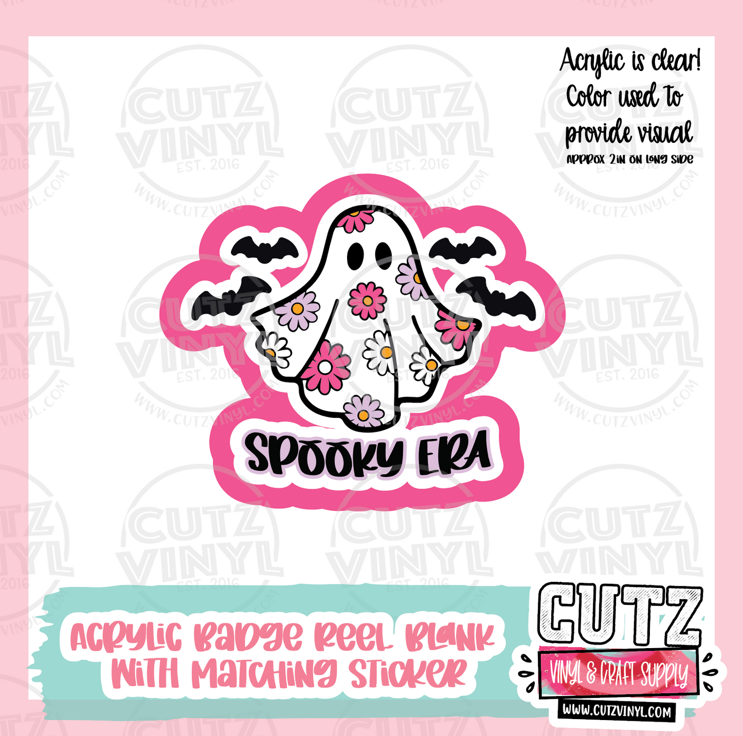 Spooky Era - Acrylic Badge Reel Blank and Matching Sticker