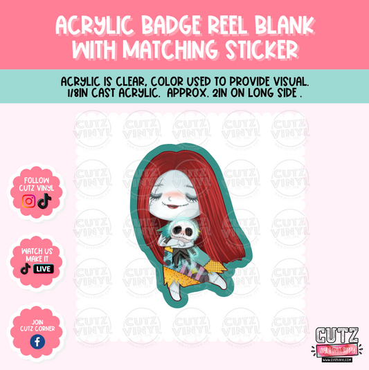 Rag Doll - Acrylic Badge Reel Blank and Matching Sticker