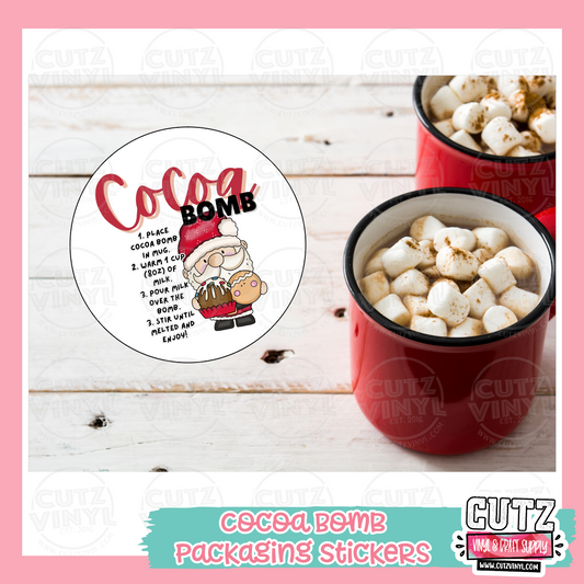 Cocoa Bomb Printed Stickers (No Lamination) - Santa Gingerbread Mug