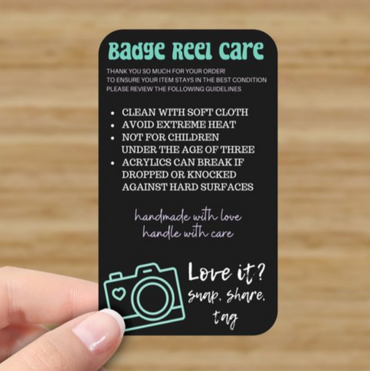 Teal Black Badge Reel Care Cards