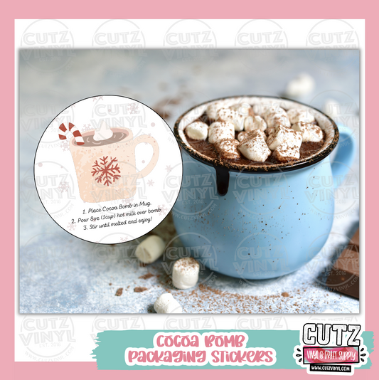 Cocoa Bomb Printed Stickers (No Lamination) - Snowflake