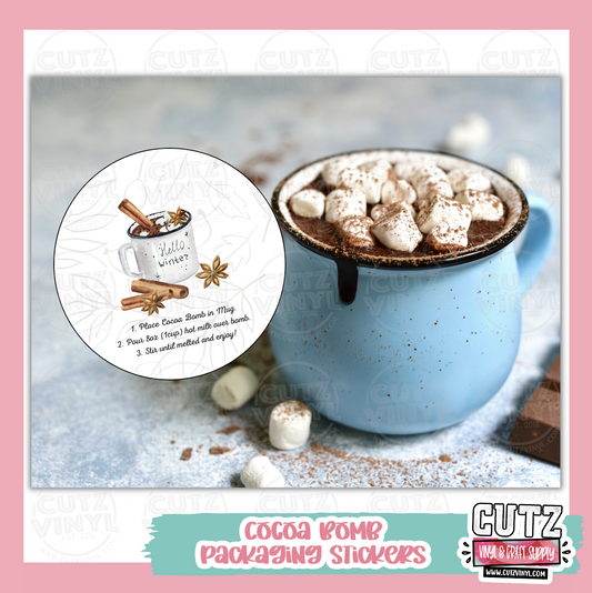 Cocoa Bomb Printed Stickers (No Lamination) - Hello Winter