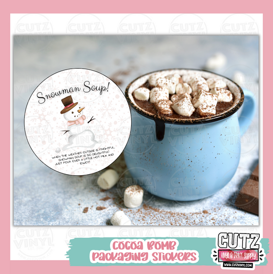 Cocoa Bomb Printed Stickers (No Lamination) -Snowman Soup