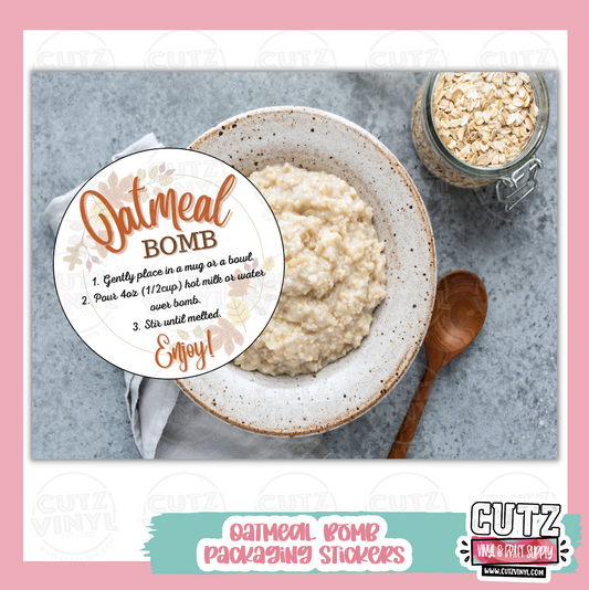 Oatmeal Bomb Printed Stickers (No Lamination) -Fall