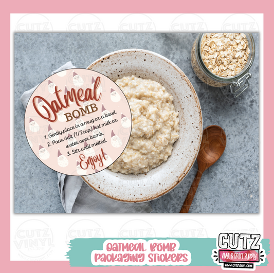 Oatmeal Bomb Printed Stickers (No Lamination) -Santa