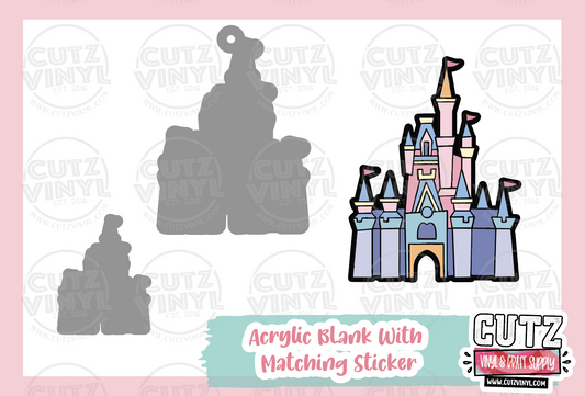 Jen's Dream Castle - Acrylic Badge Reel Blank and Matching Sticker